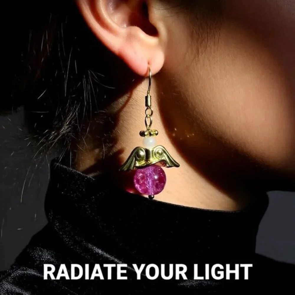 For Adults or Kids! Pink & Gold Angel Earrings!